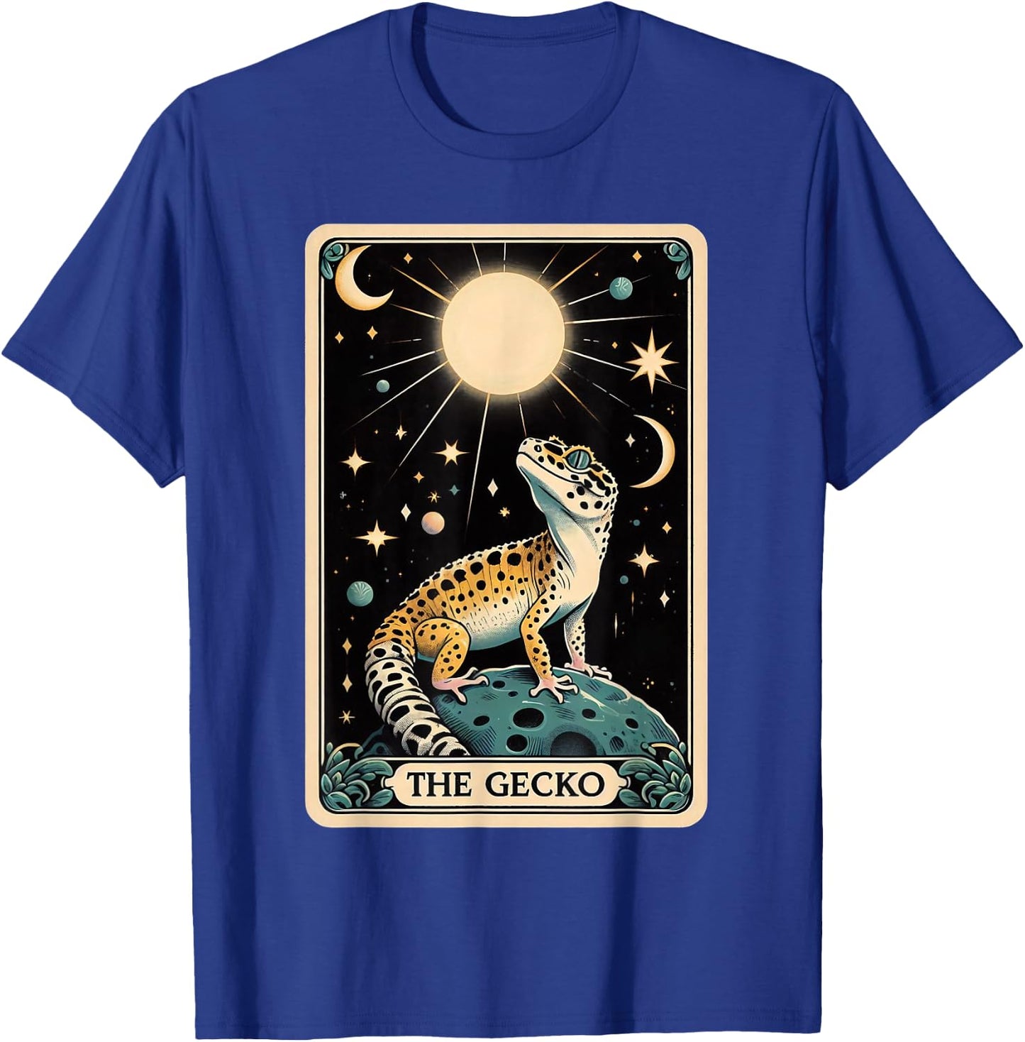 Leopard Gecko Tarot Card Moon Men Women Kids Reptile Lover T-Shirt - T-Shirt | Royal