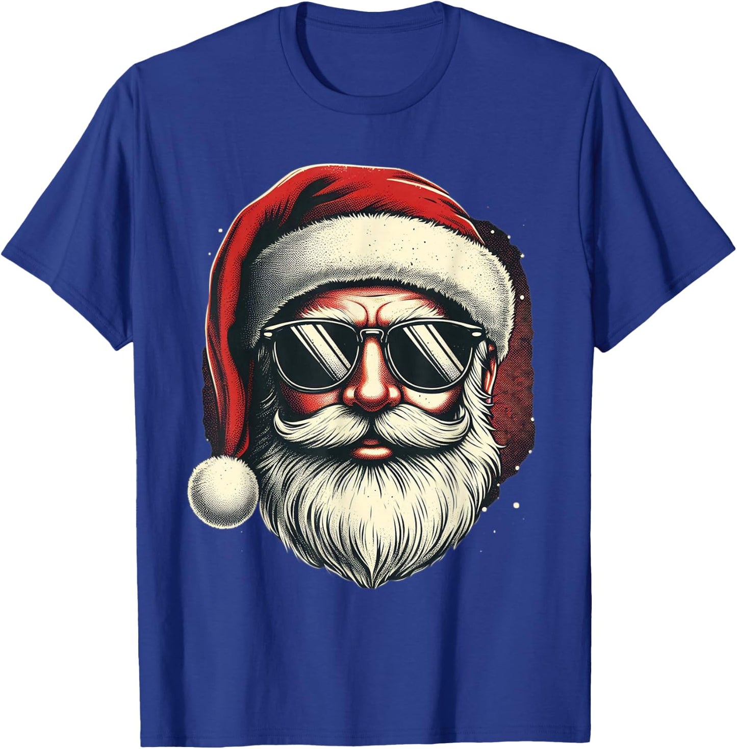 Santa Face Retro Sunglasses Christmas Xmas Men Women T-Shirt - T-Shirt | Royal