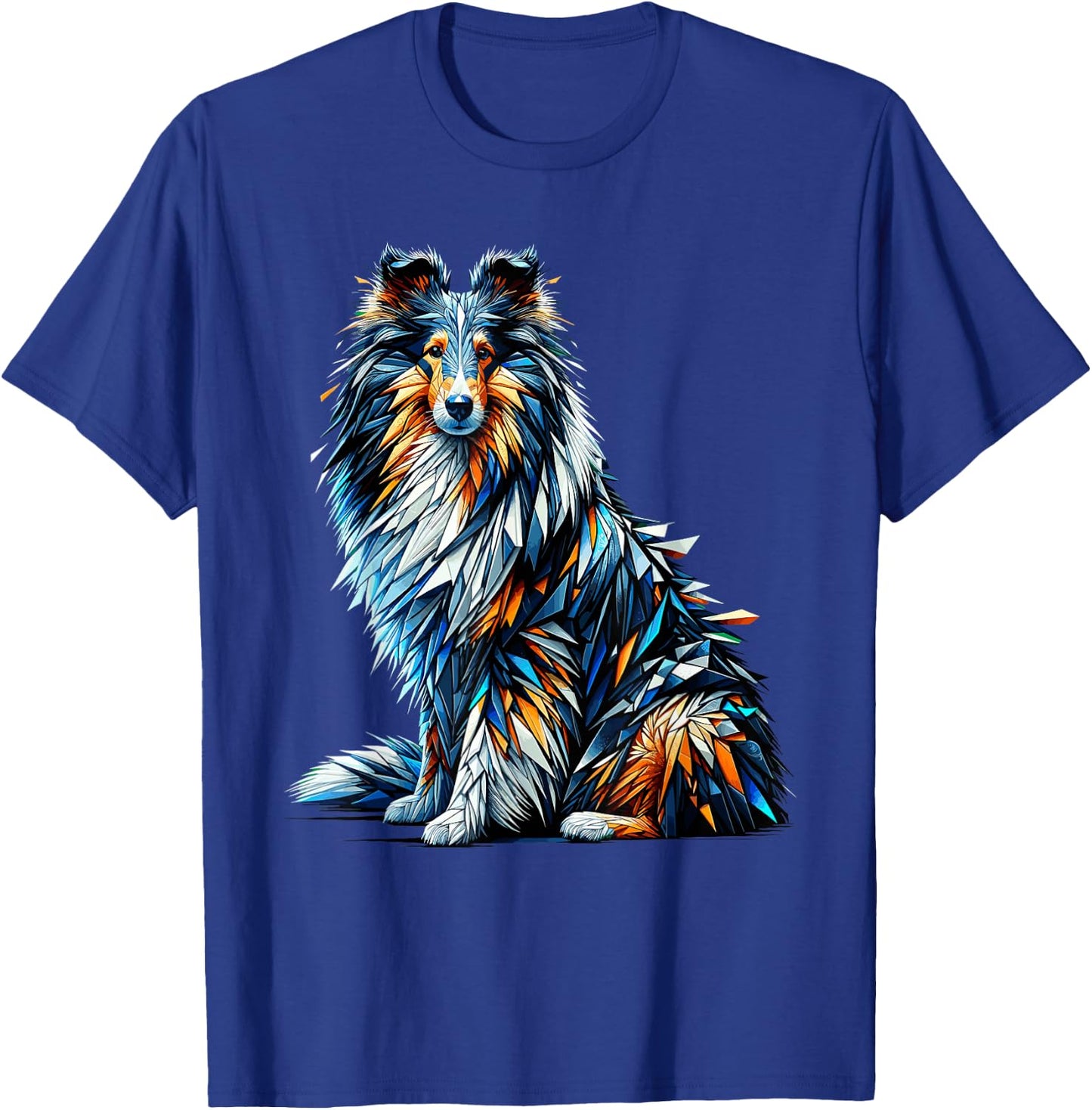 Polygon Art Shetland Sheepdog Sheltie T-Shirt - T-Shirt | Royal
