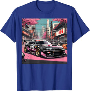 JDM Tokyo Skyline Retro Japanese Race Car Drift Tuning Gift T-Shirt - T-Shirt | Royal
