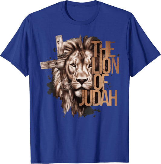 King Jesus Lion of Judah Christian Cross Faith T-Shirt - T-Shirt | Royal