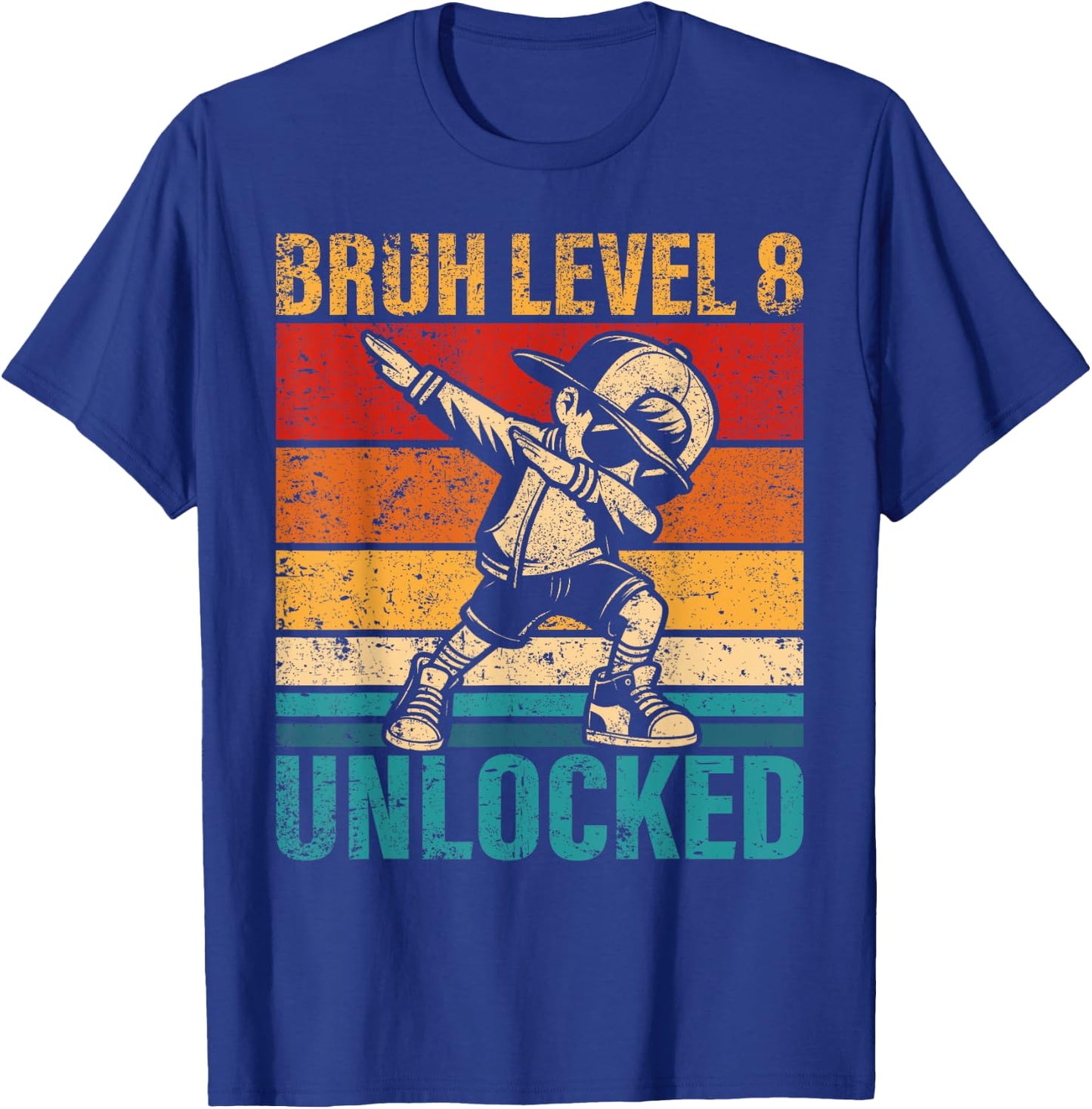 8 Years Old Birthday Dabbing Boy Bruh Level 8 Unlocked T-Shirt - T-Shirt | Royal