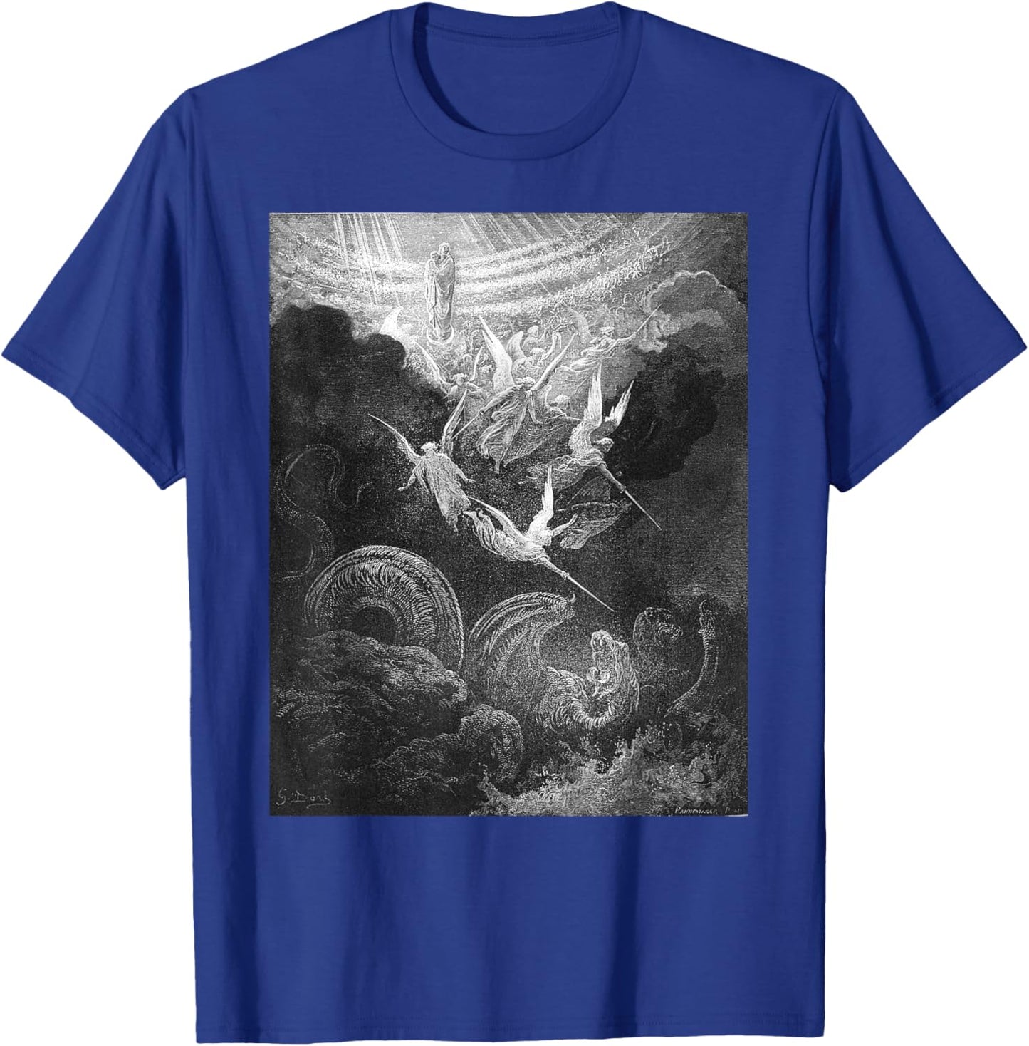 Gustave Dore Archangel Michael and Angels Fighting Dragon T-Shirt - T-Shirt | Royal