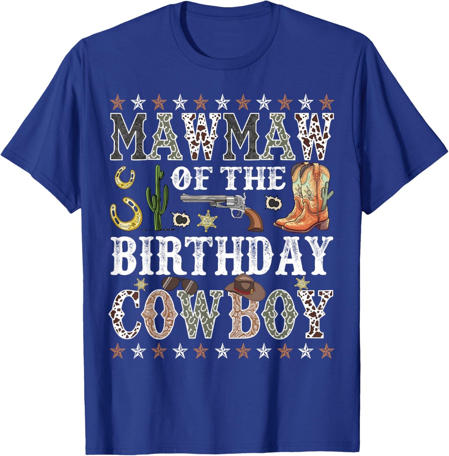 Mawmaw Of The Birthday Cowboy Rodeo Mawmaw T-Shirt - T-Shirt | Royal