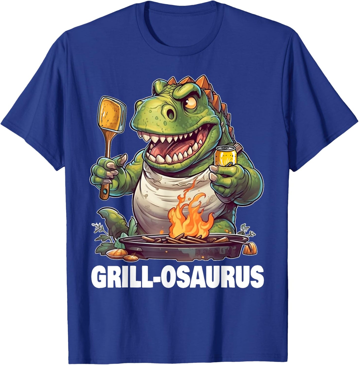 Grill-osaurus Rex BBQ Dinosaur Funny Fathers' Day Grilling T-Shirt - T-Shirt | Royal