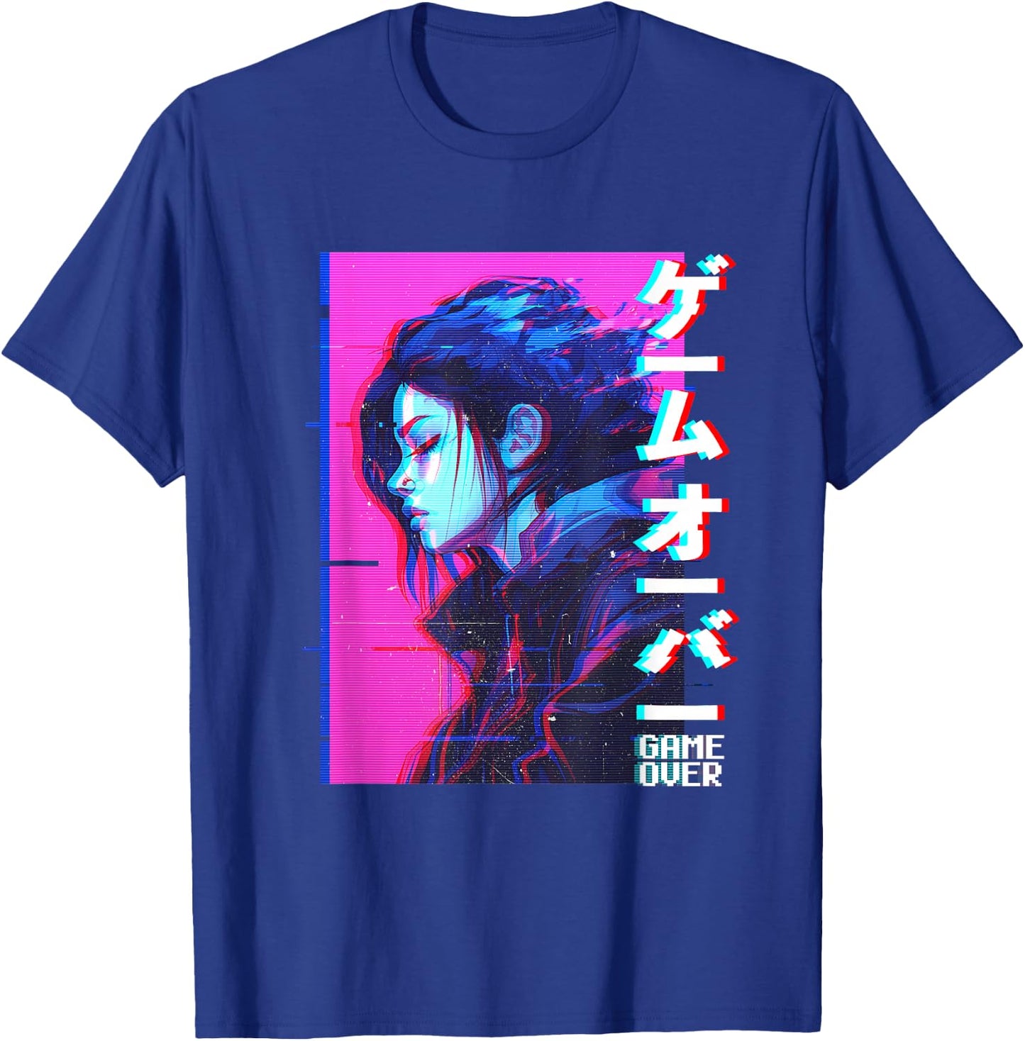 Sad Japanese Anime Girl Game Over Vaporwave Aesthetic T-Shirt - T-Shirt | Royal