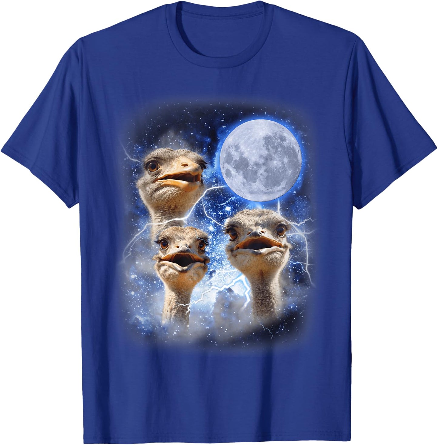 Three Ostrich Moon Hilarious Flightless 3 Bird Parody T-Shirt - T-Shirt | Royal