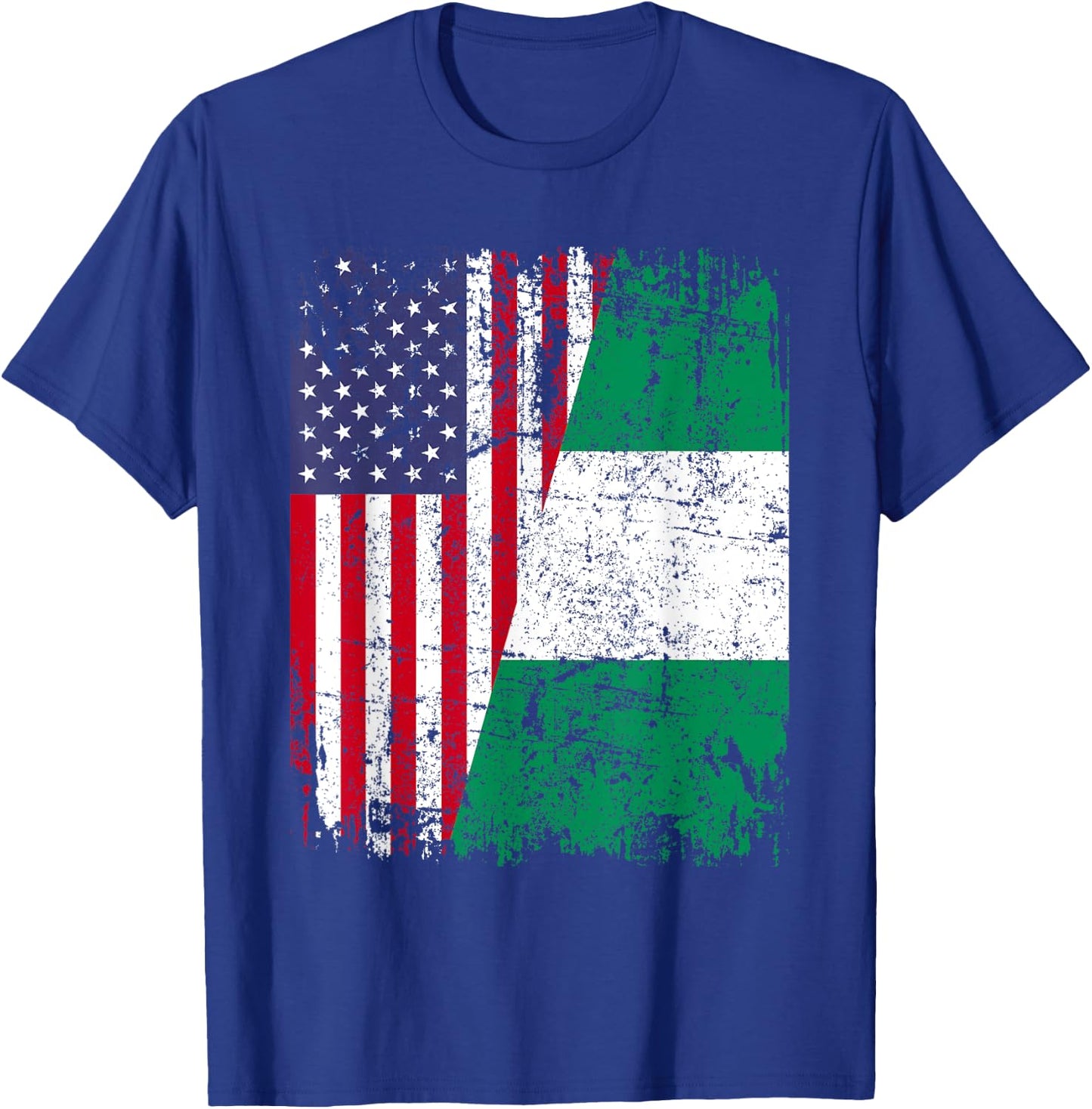 NIGERIAN ROOTS | Half American Flag | NIGERIA T-Shirt - T-Shirt | Royal