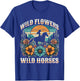 Sunset Cowgirl Riding Horse Wild Flowers - Wild Horses T-Shirt - T-Shirt | Royal
