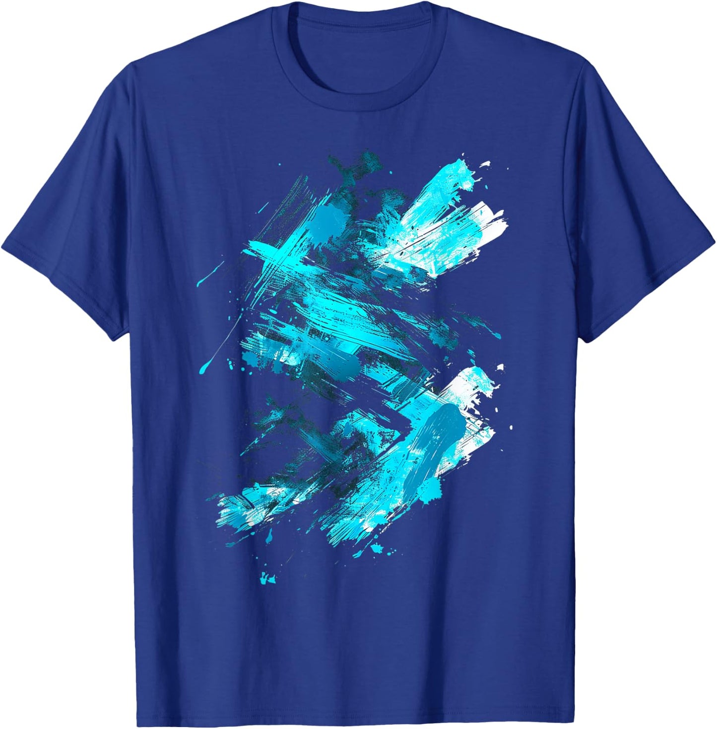 Cyan And Black Dynamic Design Graphic T-Shirt - T-Shirt | Royal