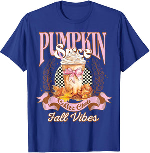 Pumpkin Spice Coffee Club, Pumpkin Spice Latte Fall Vibes T-Shirt - T-Shirt | Royal