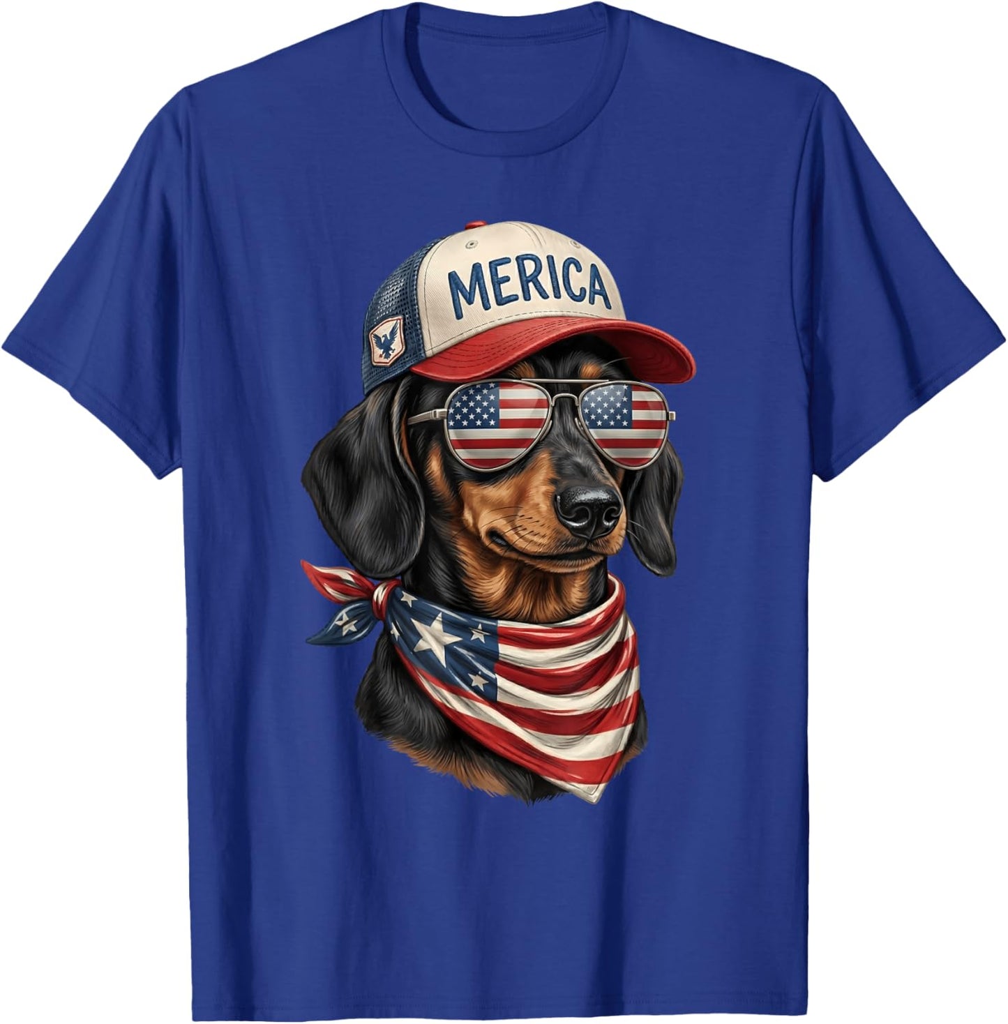 Dachshund 4th of July USA American Flag Wiener Dog Patriotic T-Shirt - T-Shirt | Royal
