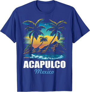 Retro Acapulco Mexico Sunset Vintage Vacation Souvenir T-Shirt - T-Shirt | Royal