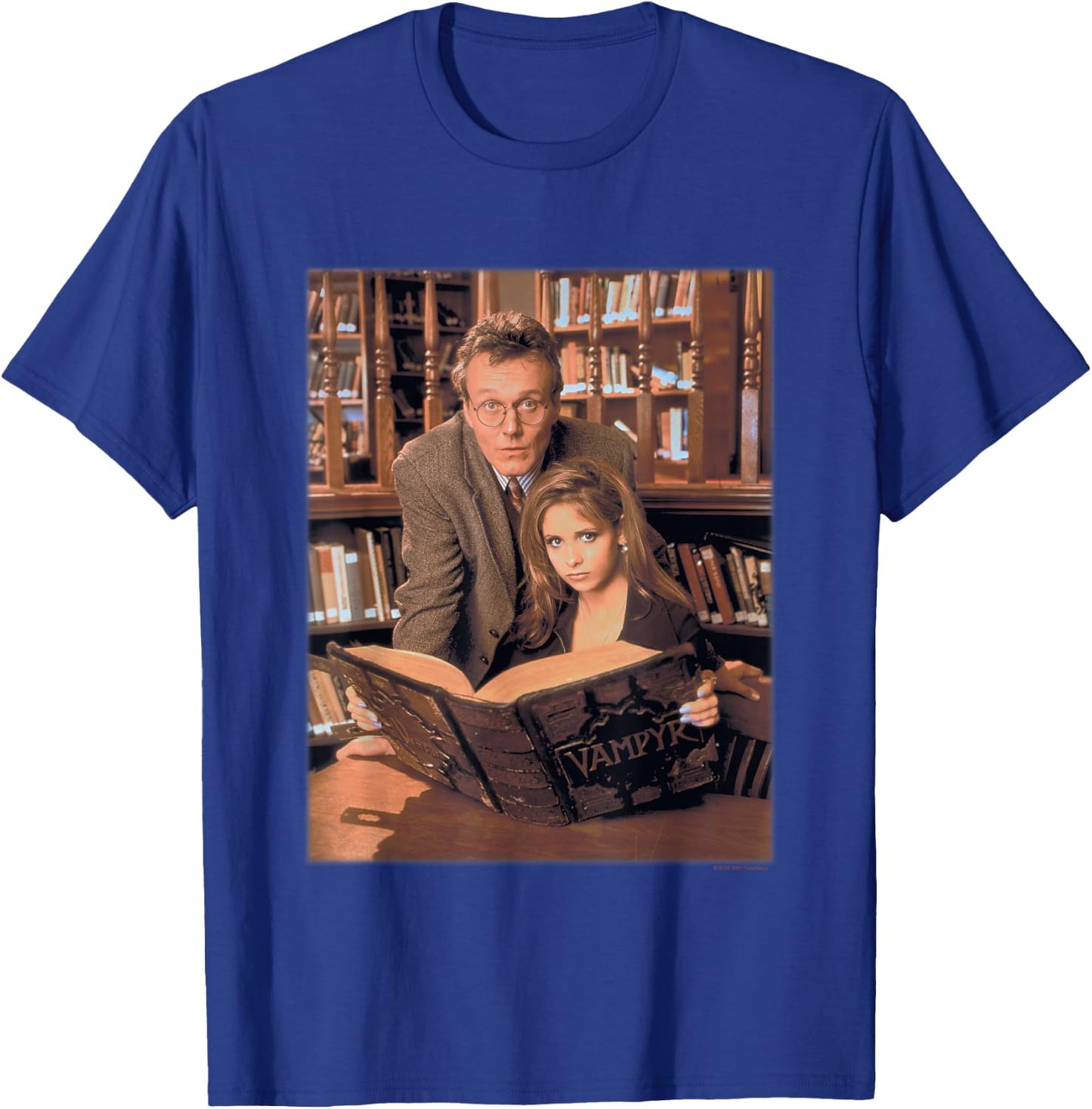 Buffy The Vampire Slayer Buffy & Giles In The Library Retro T-Shirt - T-Shirt | Royal