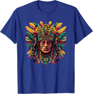 Tribal Aztec Warrior Sacred Feather Headdress T-Shirt - T-Shirt | Royal