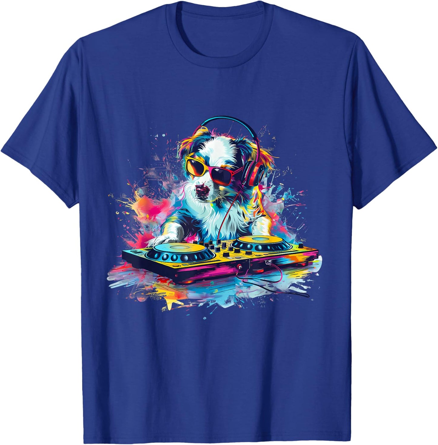 Dog Music DJ Artwork EDM Beatmaker Techno Turntable DJ Dog T-Shirt - T-Shirt | Royal