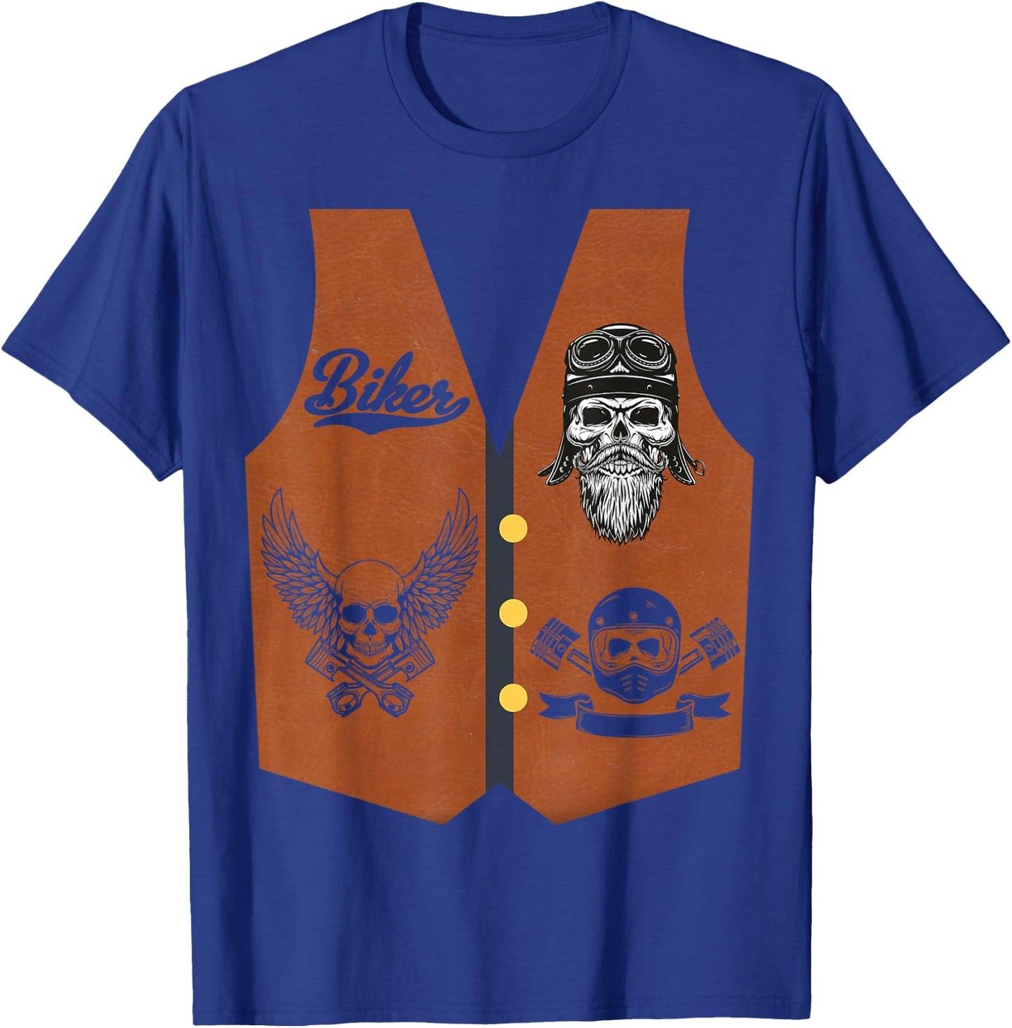 Funny Biker Vest Halloween Costume Motorcycle Biker Men Boys T-Shirt - T-Shirt | Royal