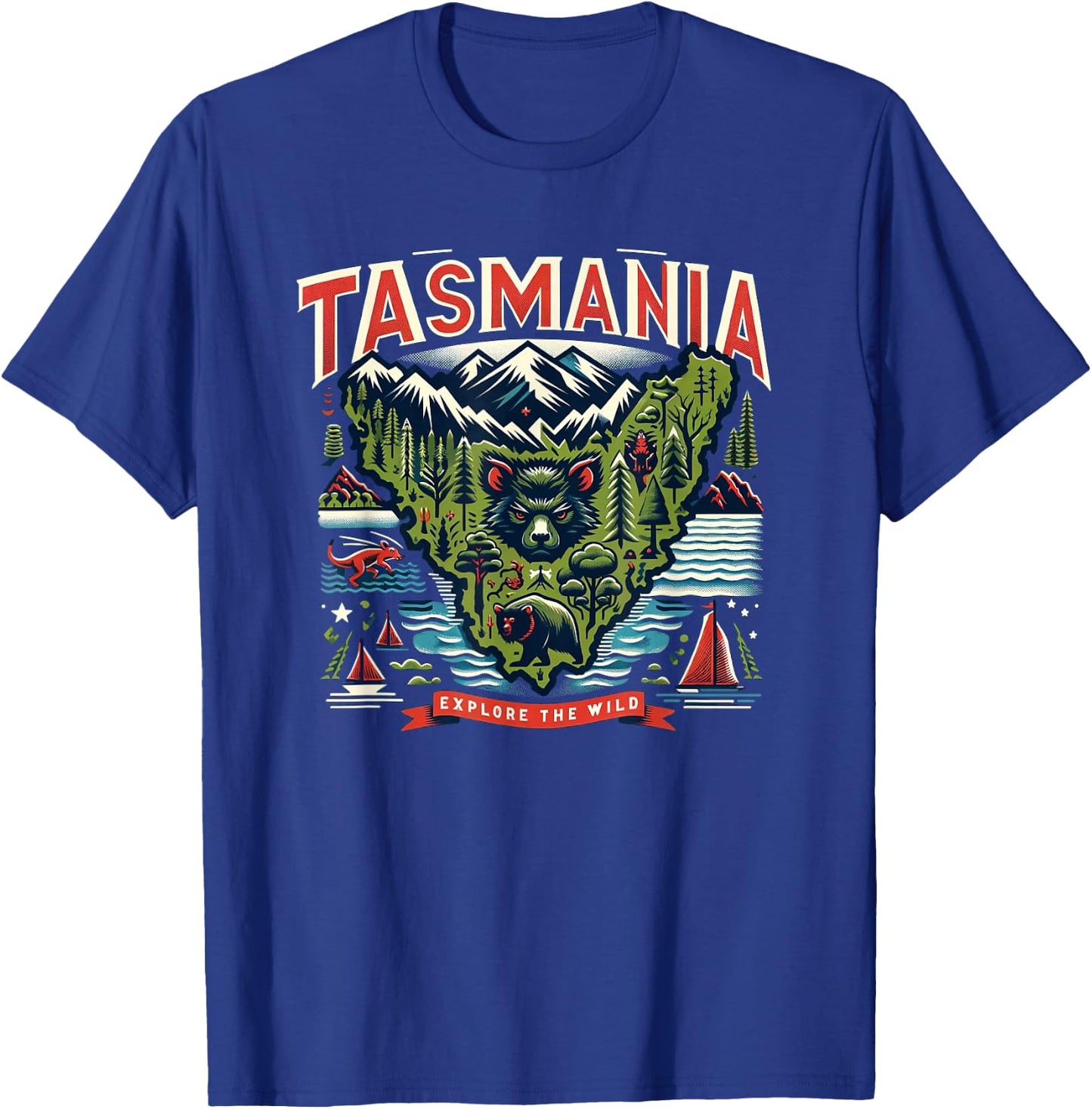 Tasmania Landscape Explore The Wild Travel T-Shirt - T-Shirt | Royal
