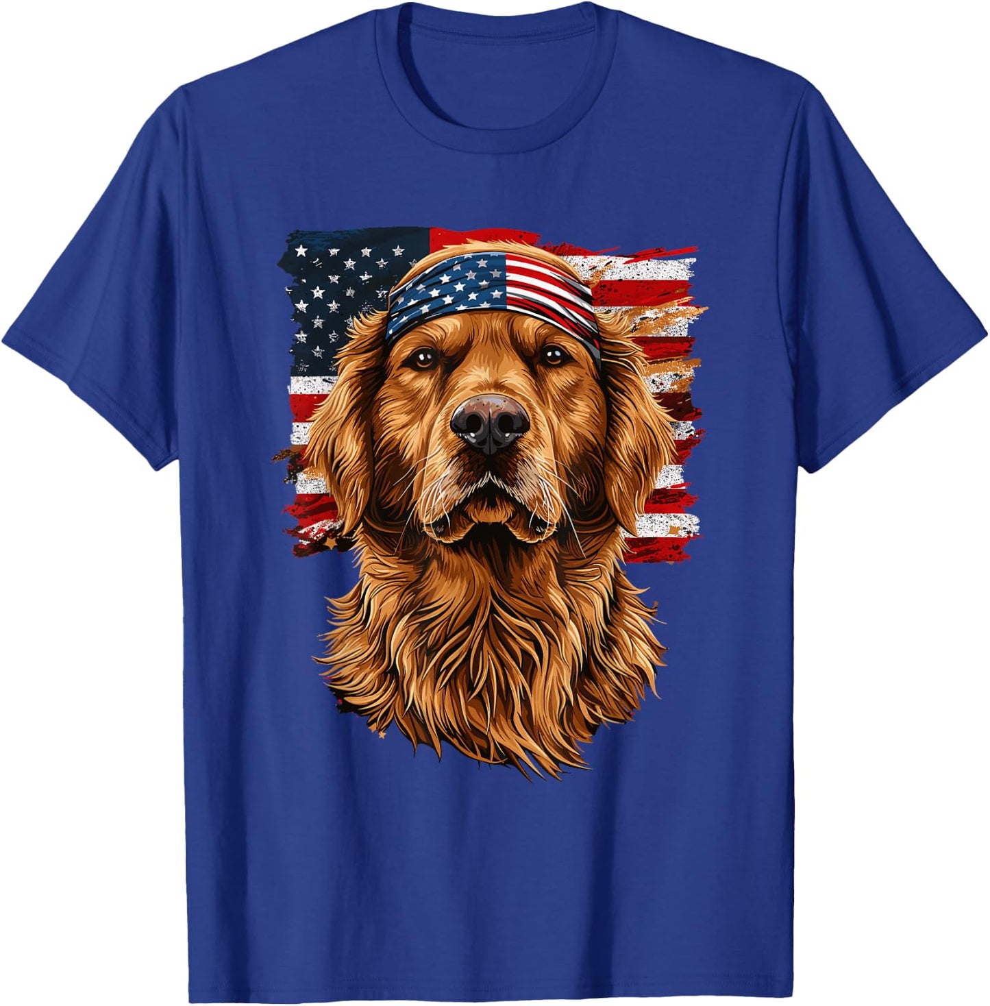 Golden Retriever Patriotic 4th Of July USA American Flag Men T-Shirt - T-Shirt | Royal