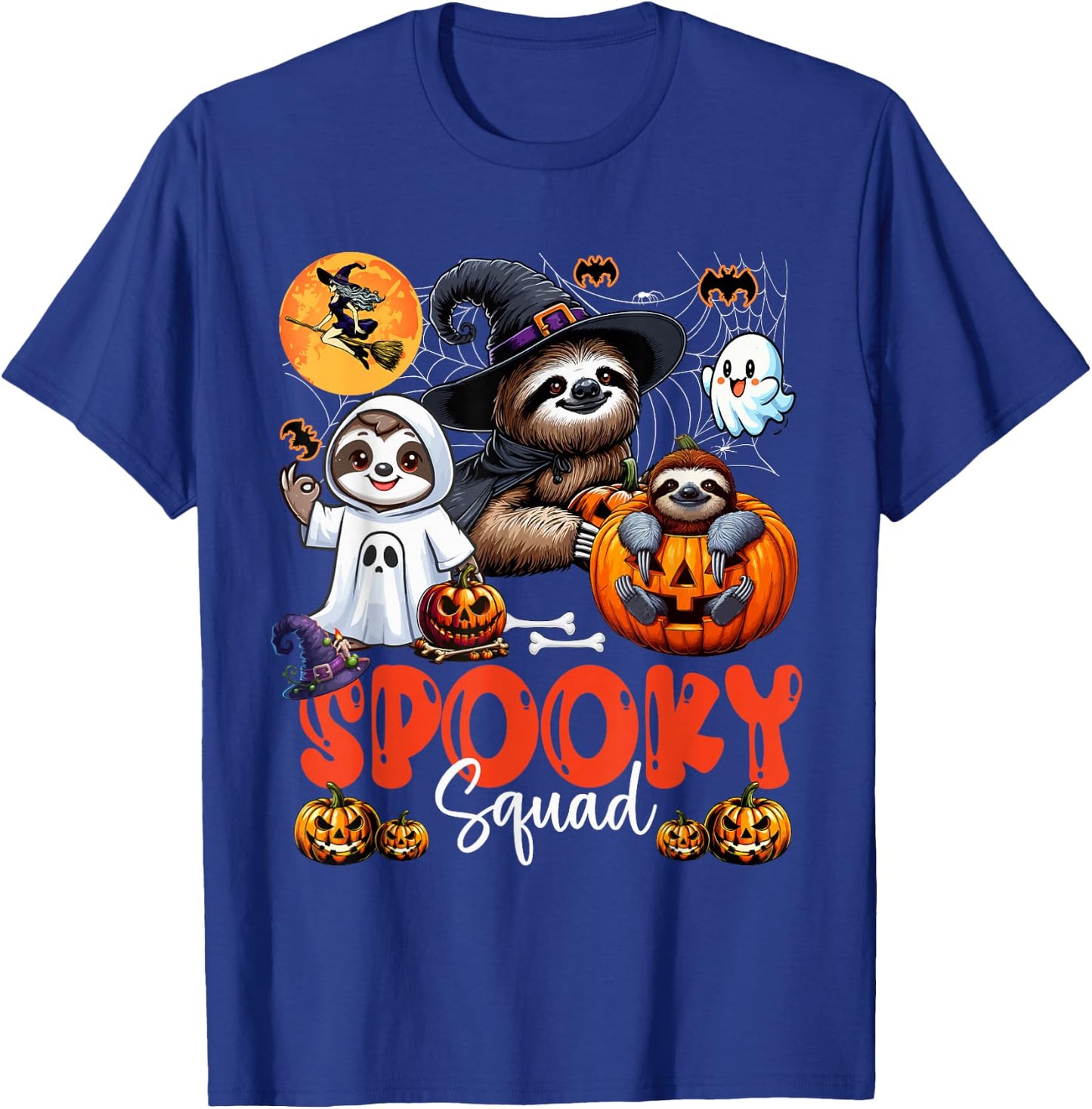 Spooky Halloween Squad Three Horror Sloths Cosplay Witch Boo T-Shirt - T-Shirt | Royal