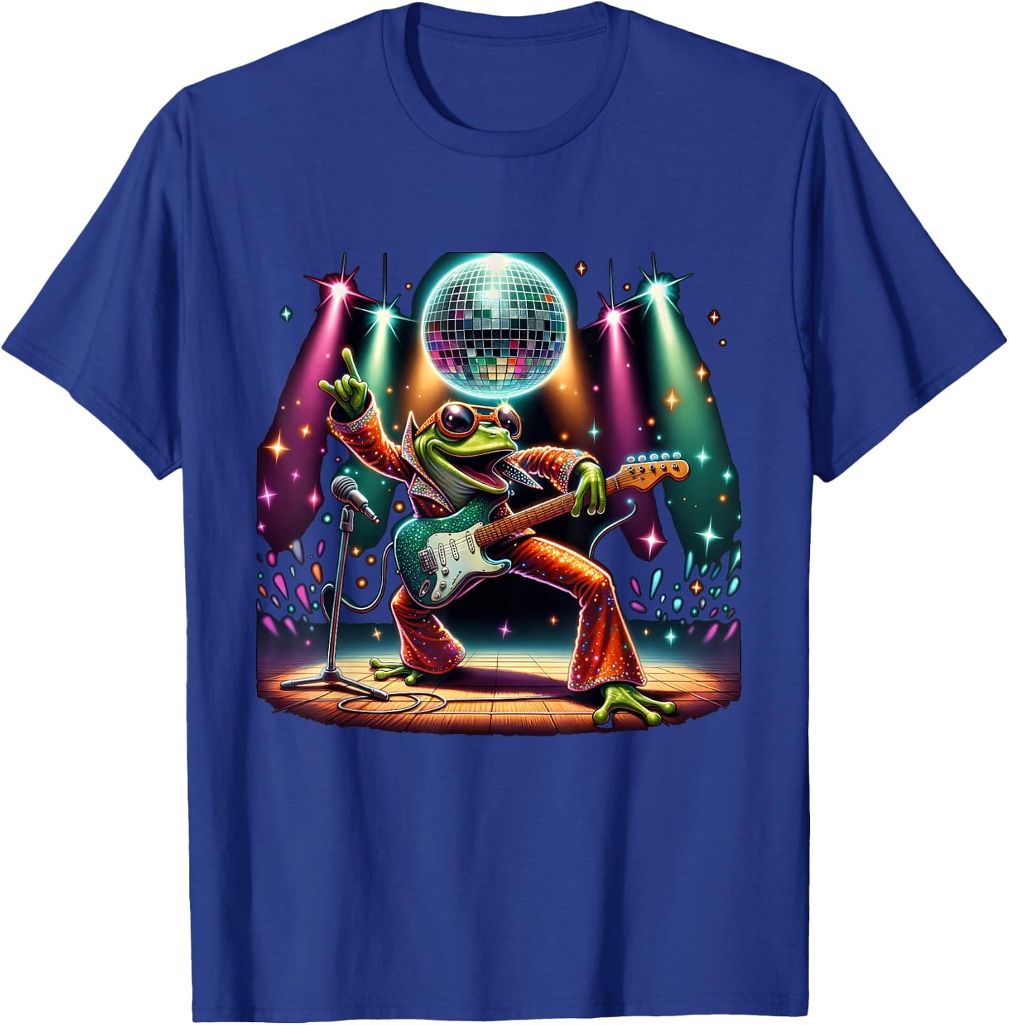 Disco Ball Guitar Frog T-Shirt - T-Shirt | Royal