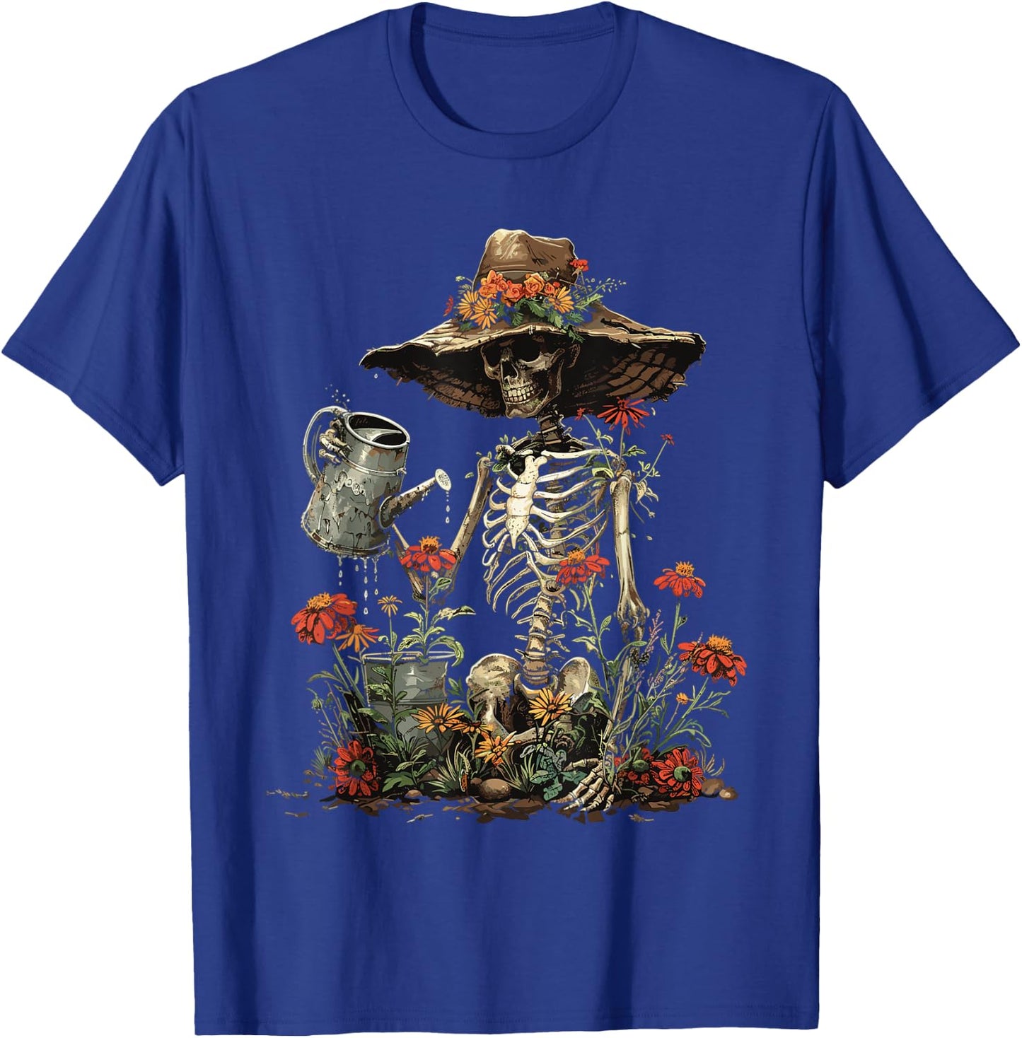 Skeleton Plants Lover Gardening Halloween T-Shirt - T-Shirt | Royal