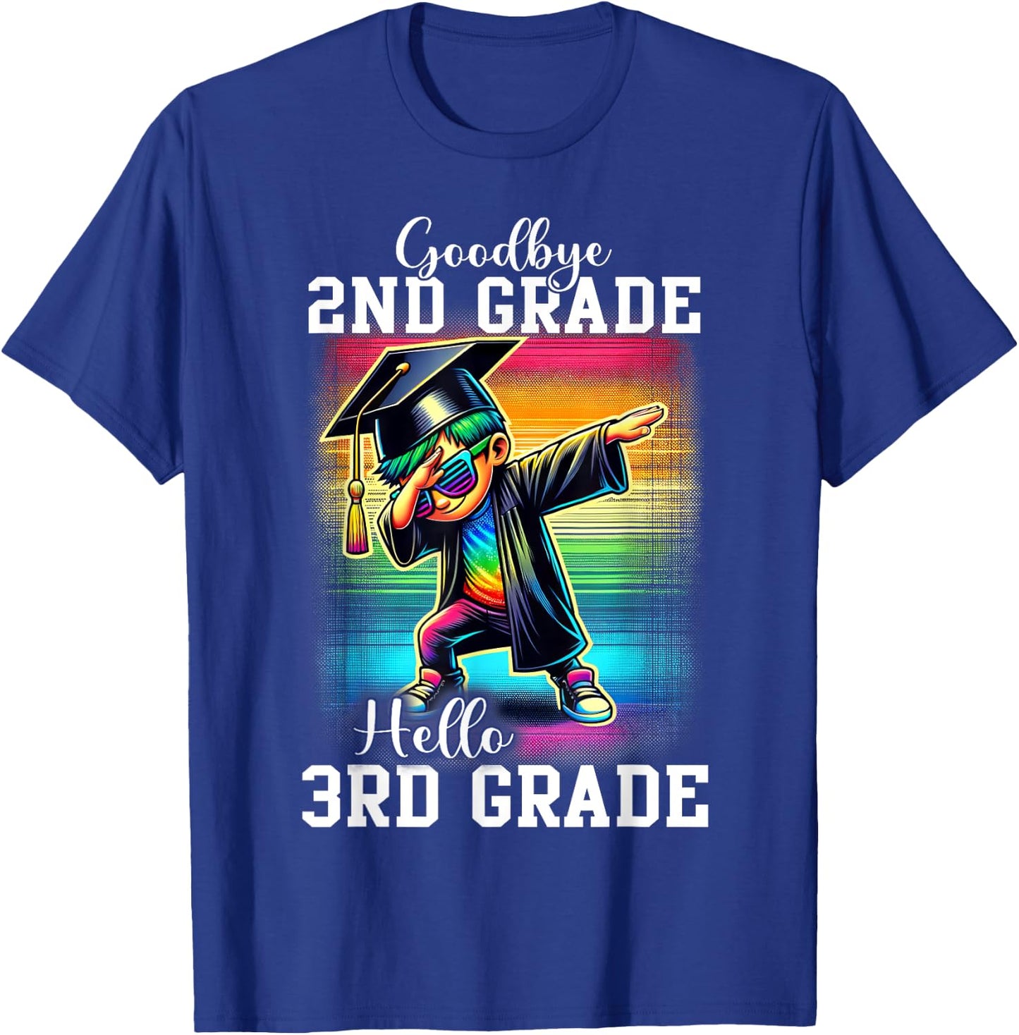 Goodbye 2nd Grade Hello 3rd Grade Dabbing Boy Colorful T-Shirt - T-Shirt | Royal