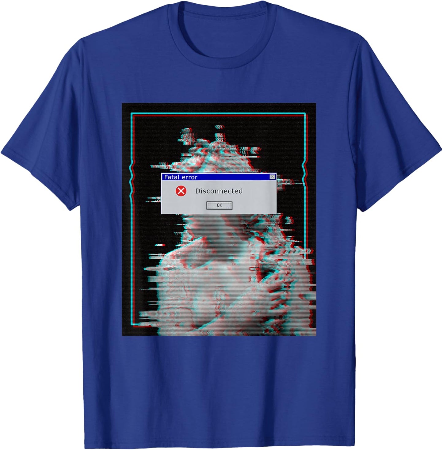 Fatal Error Disconnected Glitch Statue Vaporwave Retro 80s T-Shirt - T-Shirt | Royal