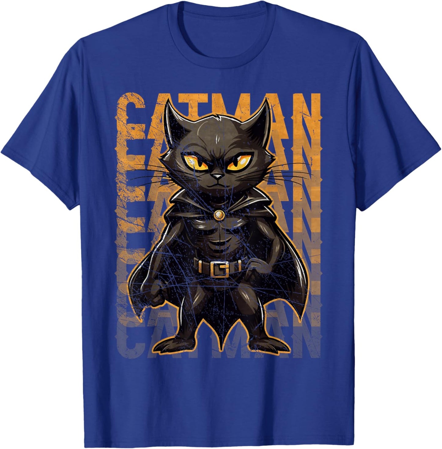 Vintage Catman Superhero Catman Funny Black Cat Cat With Cape T-Shirt - T-Shirt | Royal