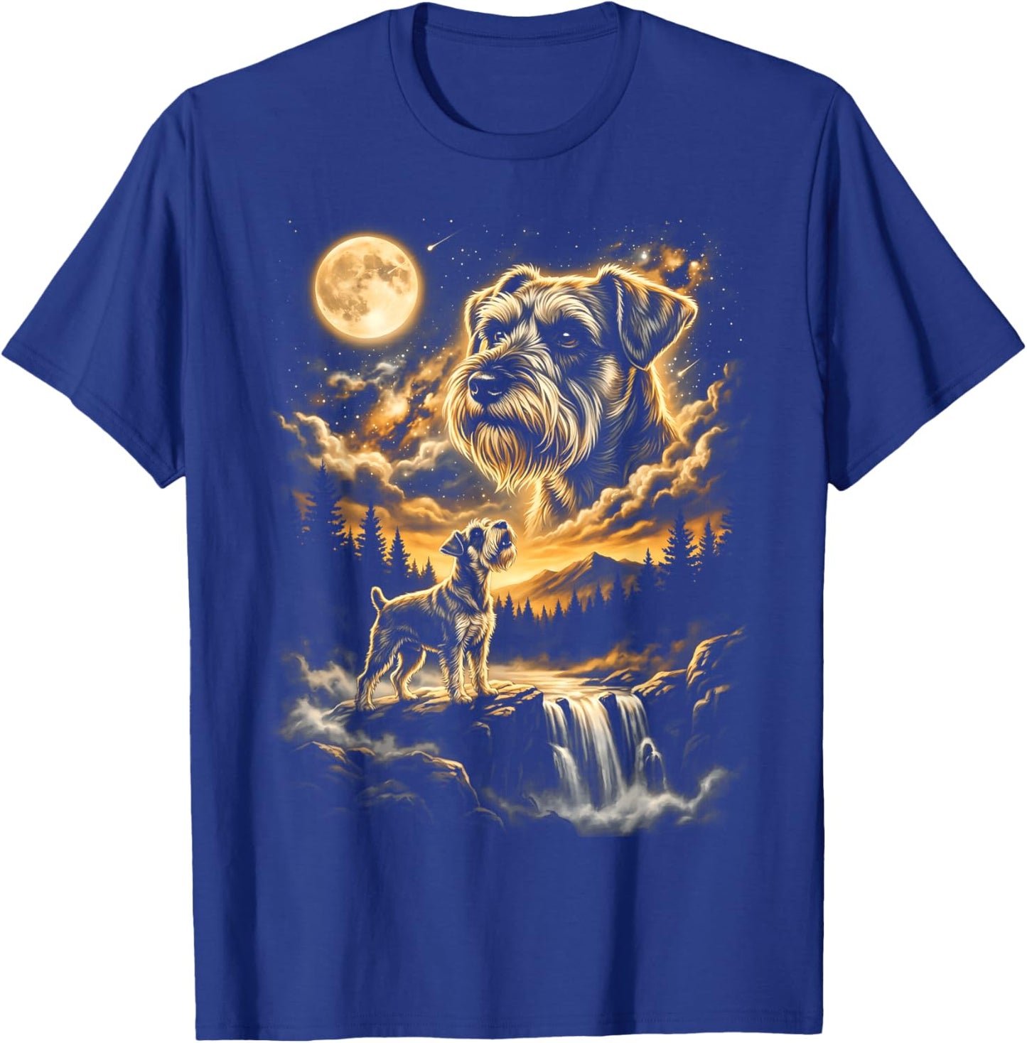 Miniature Schnauzer Howling to The Moon T-Shirt - T-Shirt | Royal