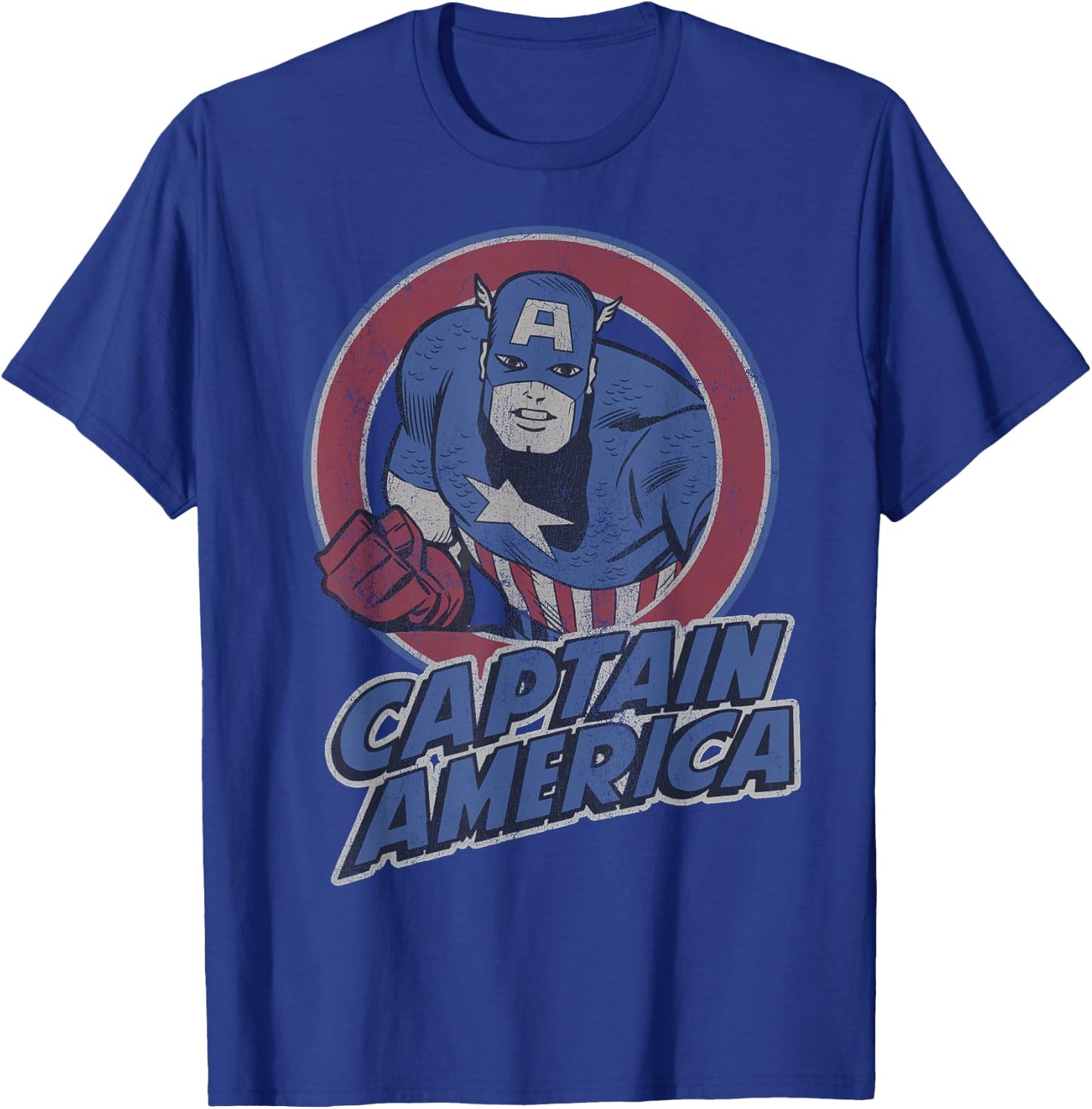 Marvel Captain America Retro Style Portrait T-Shirt - T-Shirt | Royal
