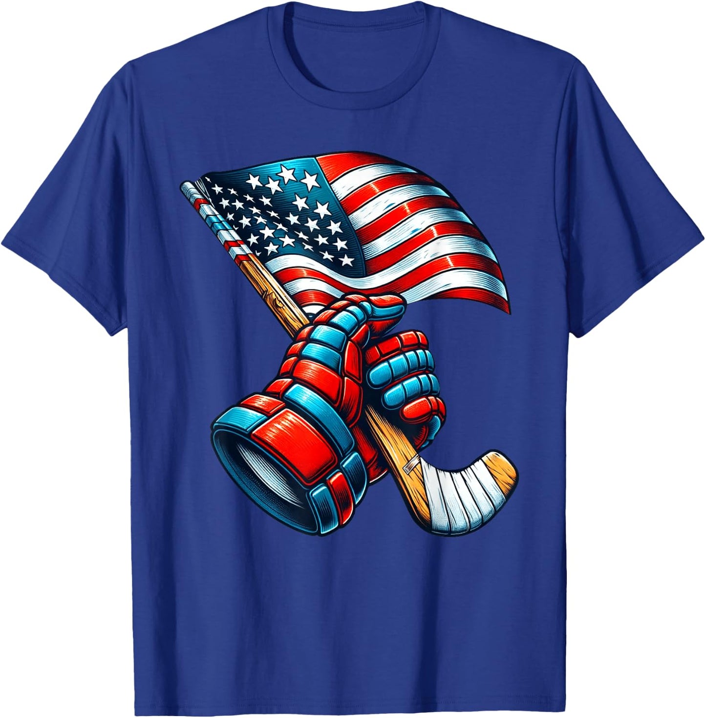 Patriotic Ice Hockey 4th of July USA Independence Day T-Shirt - T-Shirt | Royal