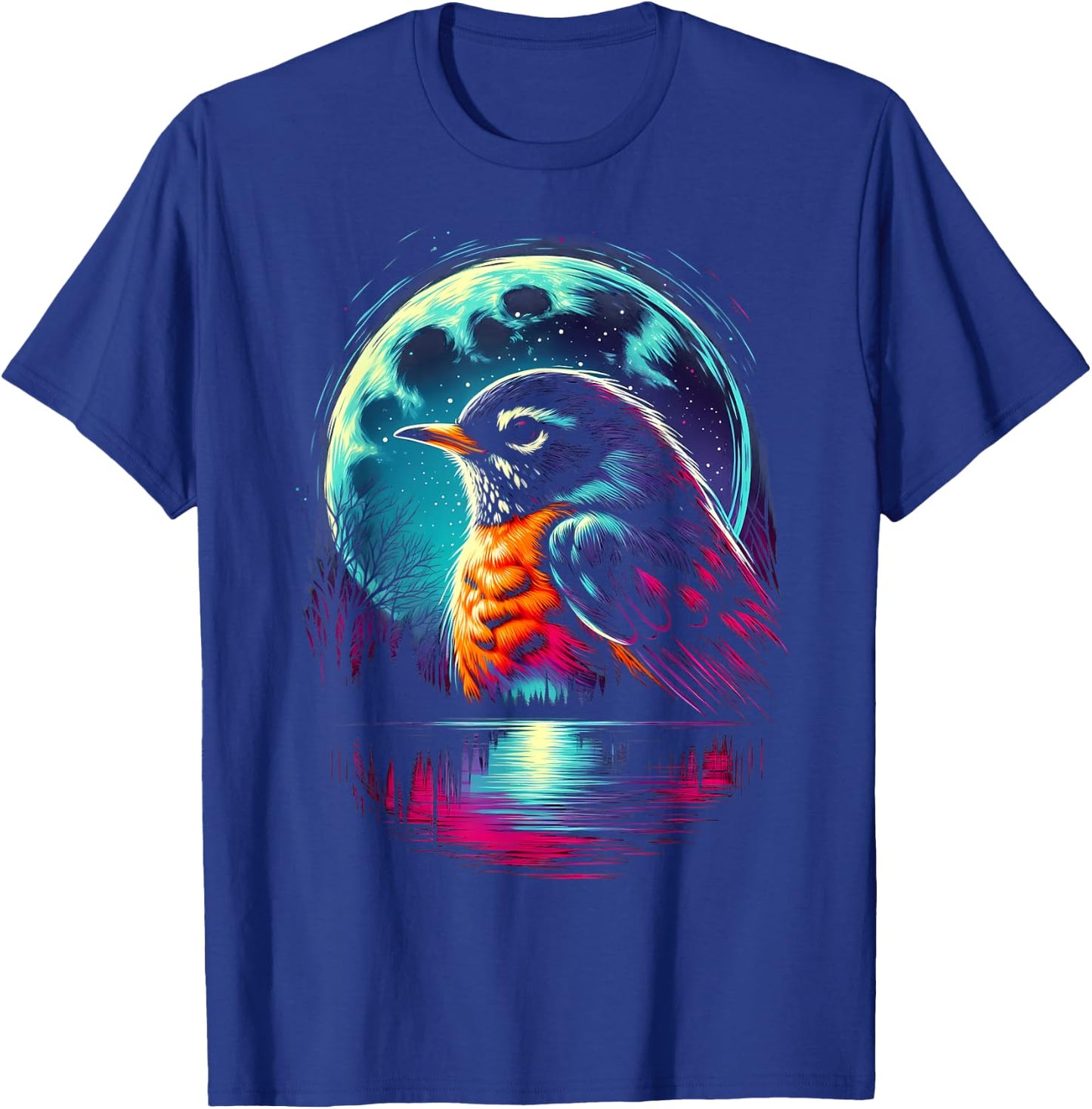 Colorful American Robin Bird Spirit Animal Cool Illustration T-Shirt - T-Shirt | Royal