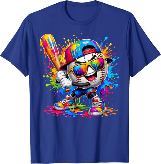 Baseball Drip Mascot Funny Kids Baseball Lifestyle T-Shirt - T-Shirt | Royal