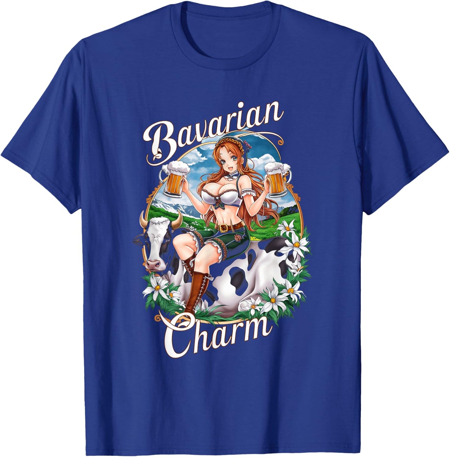 Bavarian Anime Girl with Beer Mugs German Manga T-Shirt - T-Shirt | Royal