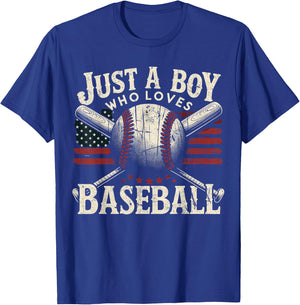Just A Boy Who Loves Baseball T-Shirt - T-Shirt | Royal