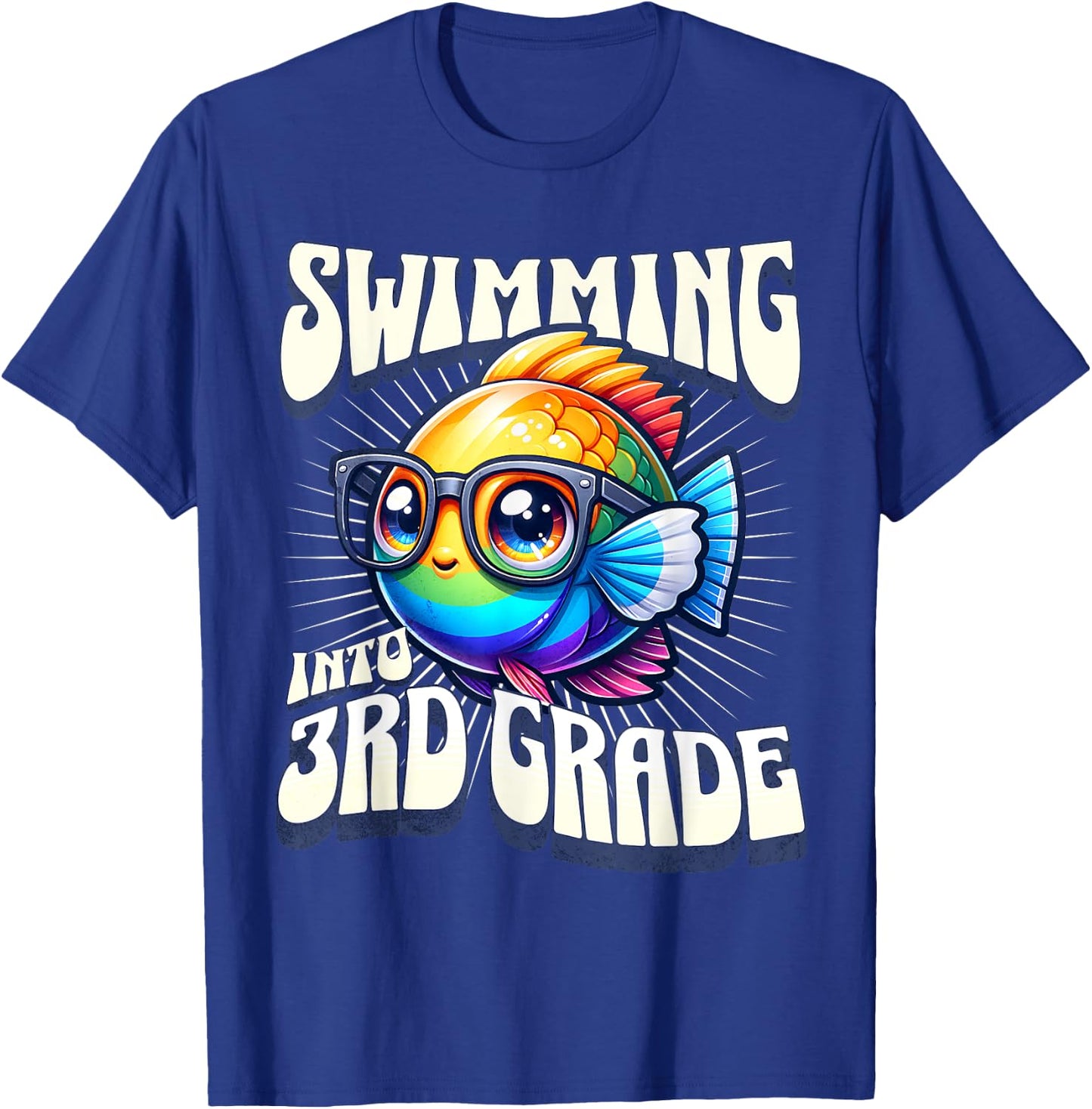 Swimming Into 3rd Grade Cute Angel Fish Back to School T-Shirt - T-Shirt | Royal