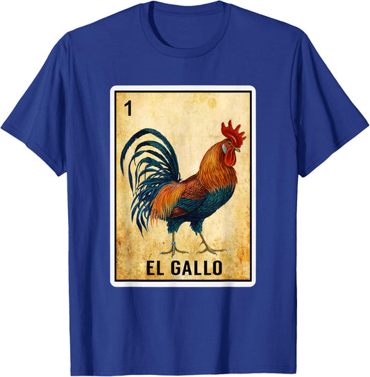 Mexican El Gallo Bingo Card Game Traditional Rooster Card T-Shirt - T-Shirt | Royal