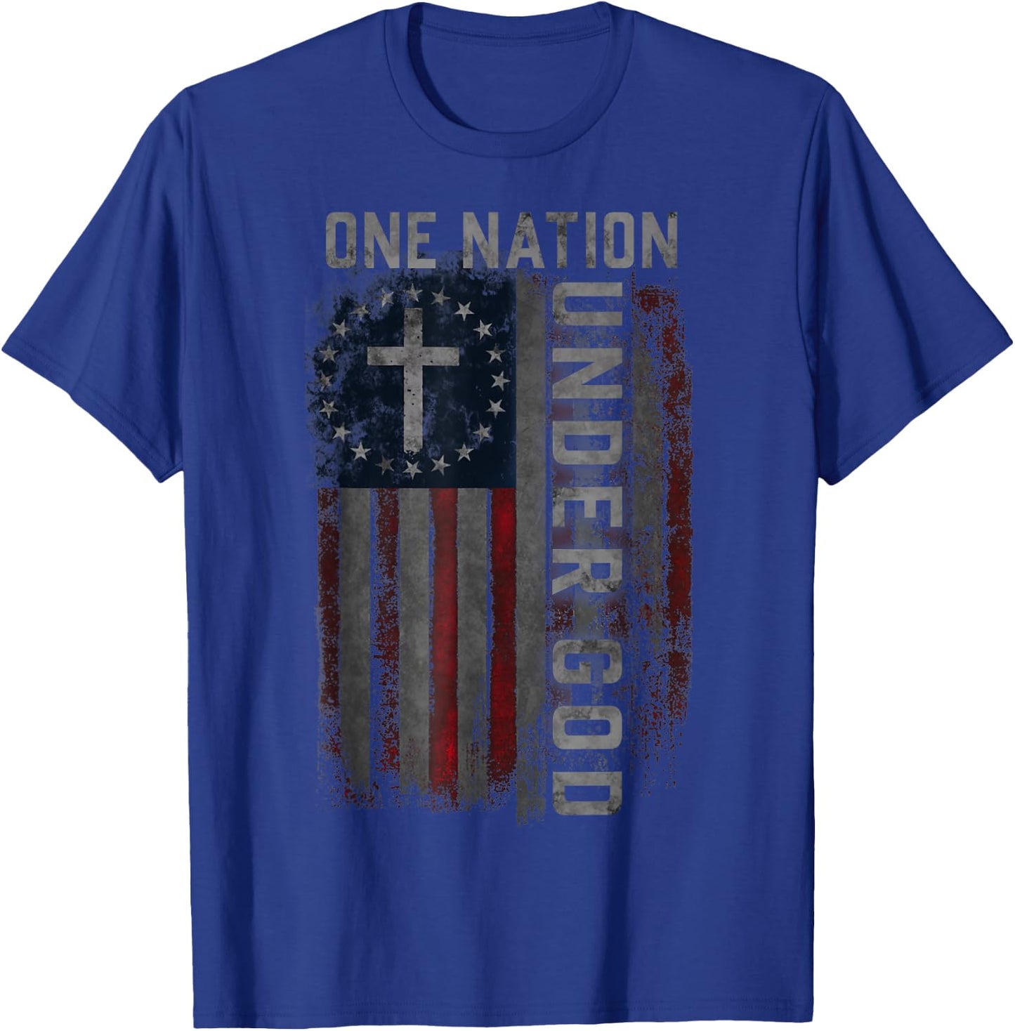 One Nation Under God Blessed American USA Flag 4th Of July Men T-Shirt - T-Shirt | Royal