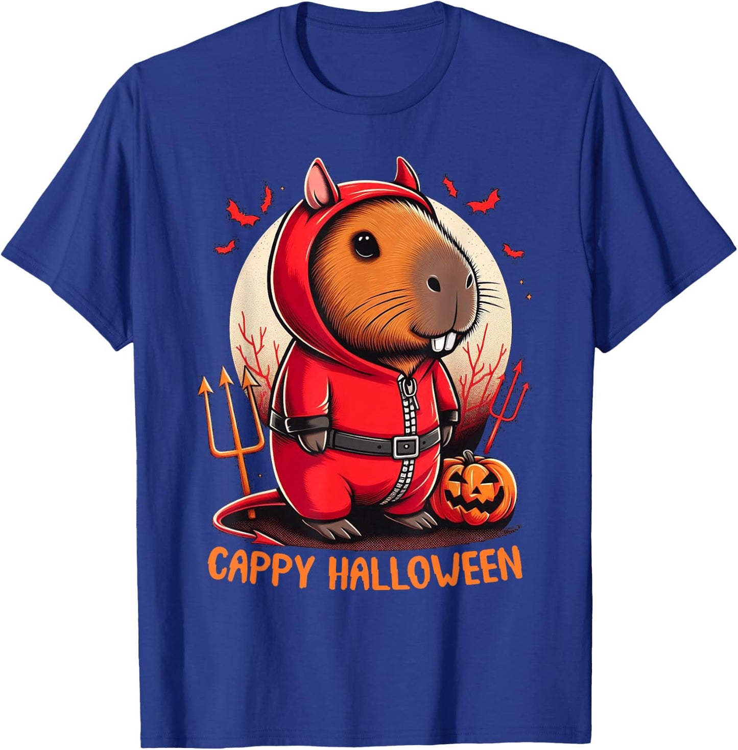 Cappy Halloween Cute Capybara Baby Devil Costume Lucifer T-Shirt - T-Shirt | Royal