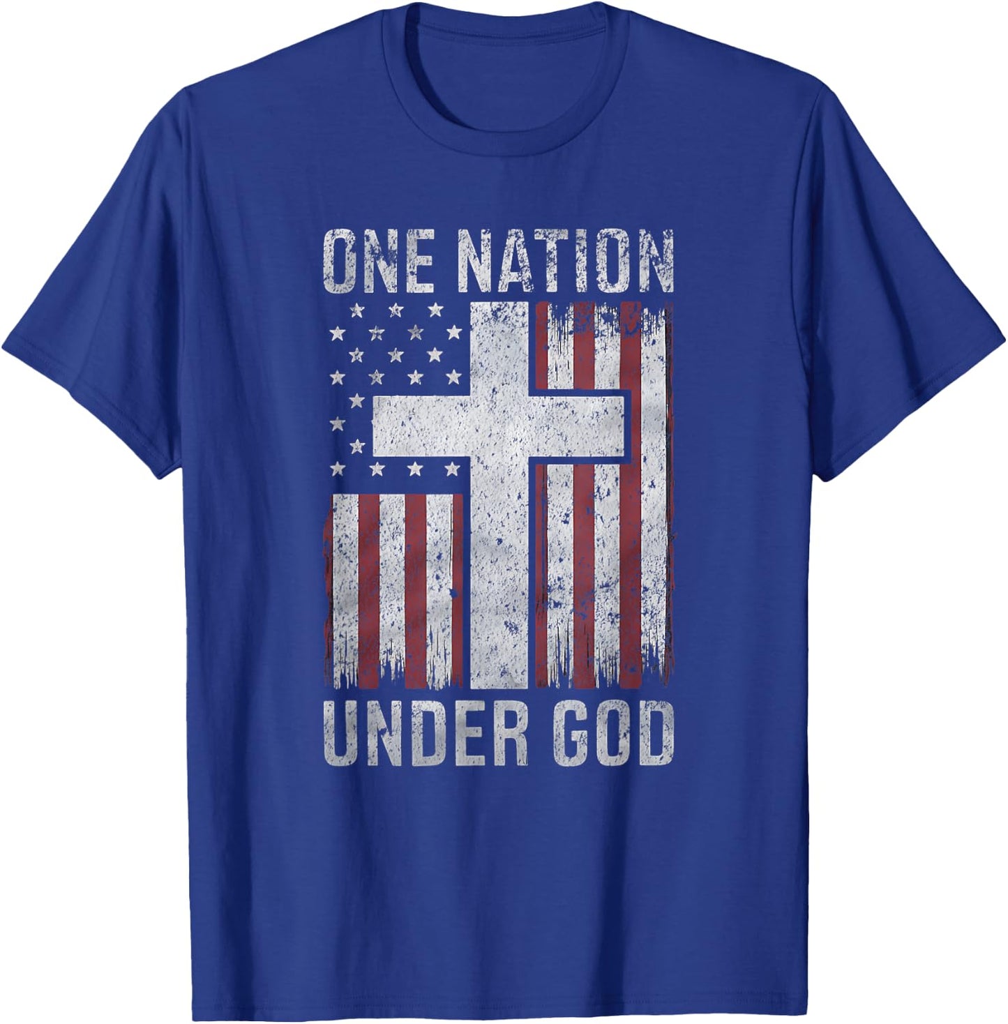 One Nation Under God 4th of July Vintage Patriotic Christian T-Shirt - T-Shirt | Royal