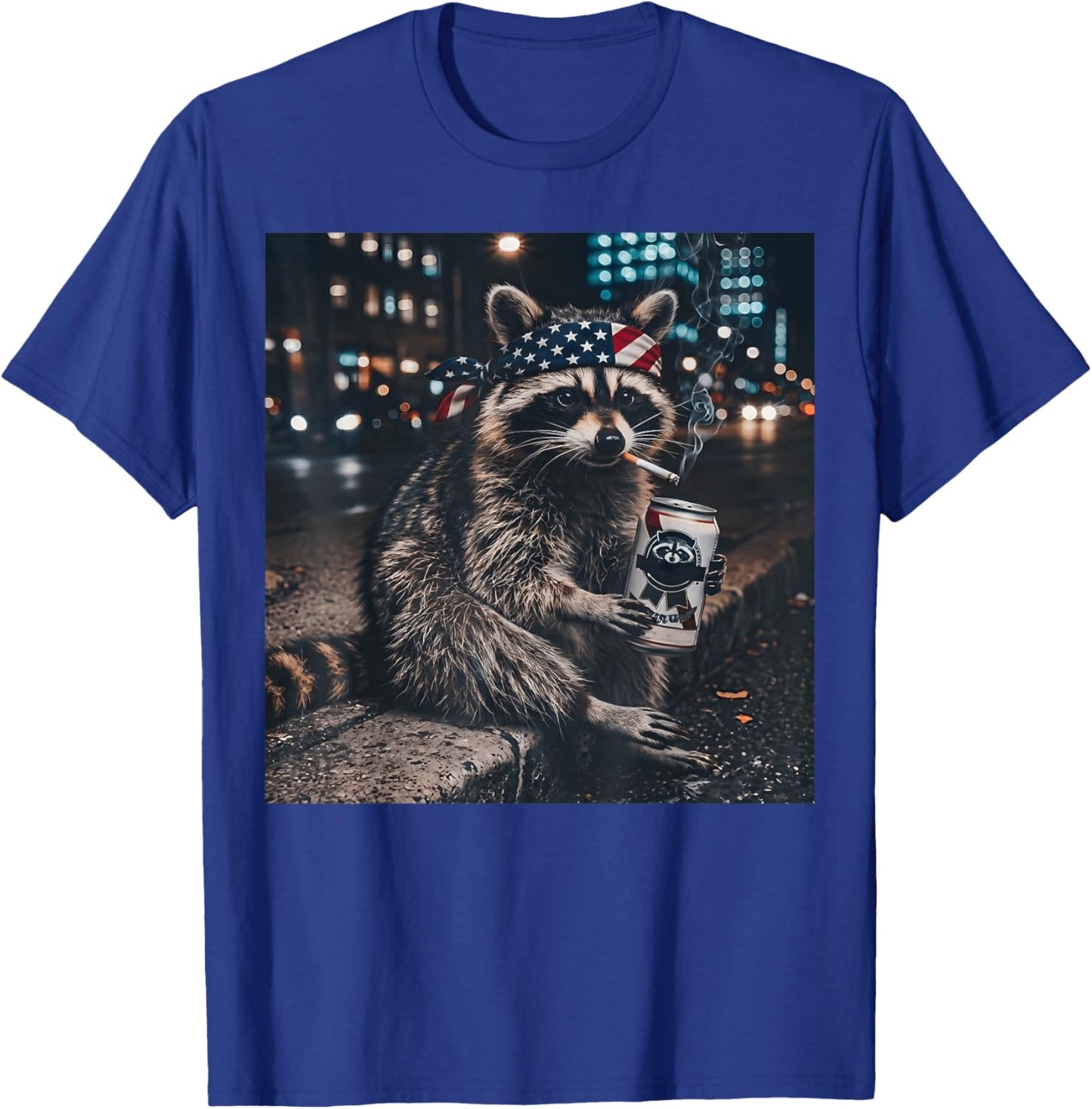 Funny Racoon Drinking Beer Patriotic 4th of July Meme T-Shirt - T-Shirt | Royal