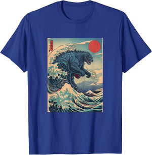 Kaiju Monster Japanese Style Art Great Wave Off Kanagawa T-Shirt - T-Shirt | Royal