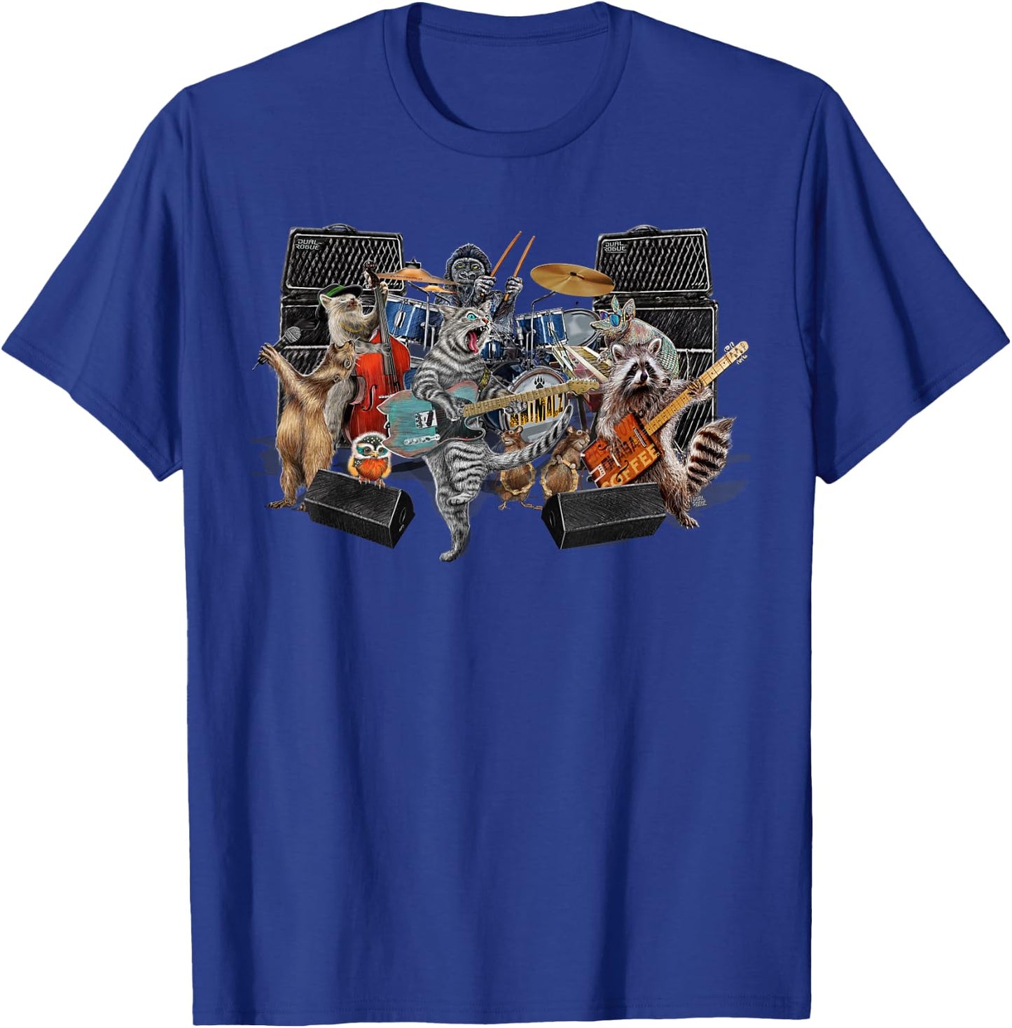 Animals Musicians Music Cats Dogs Raccoon Animalz Band Art T-Shirt - T-Shirt | Royal