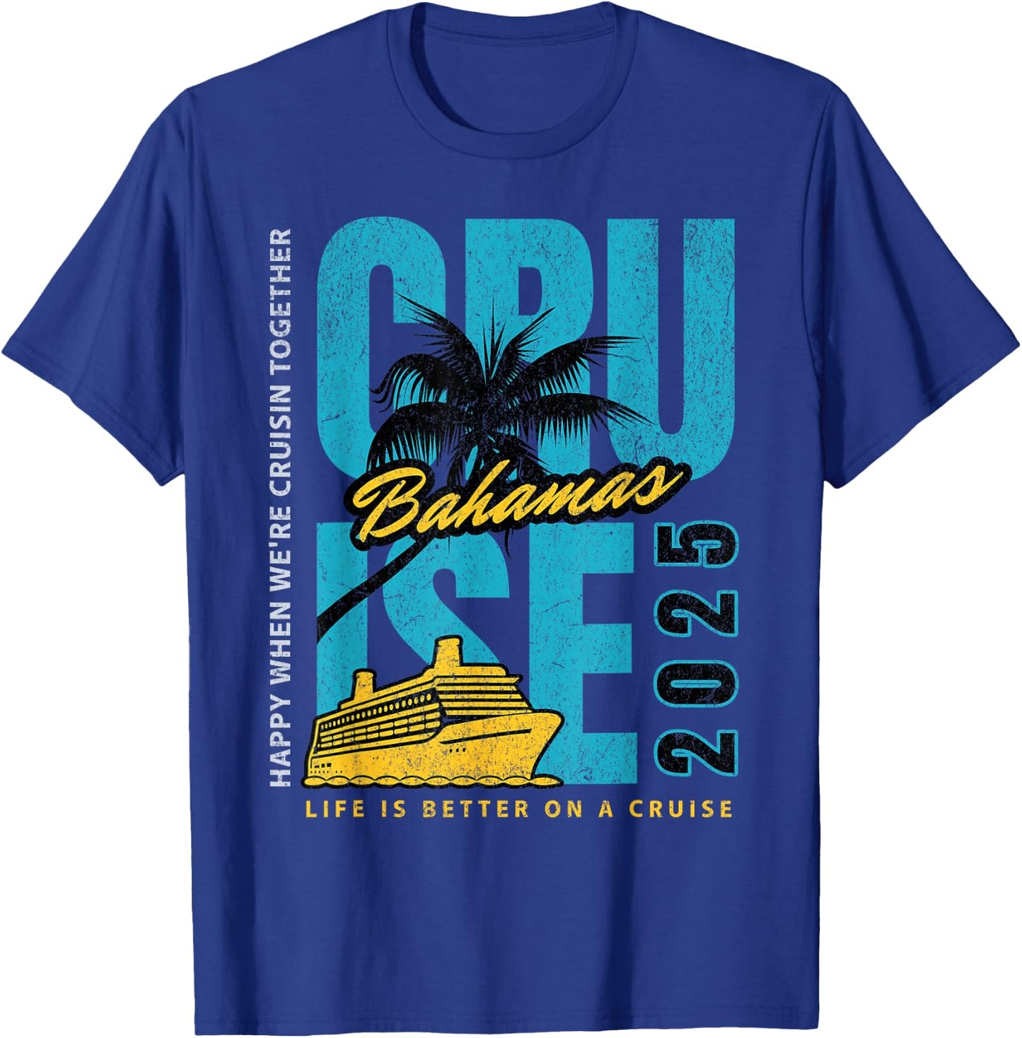 Group Bahamas Cruise 2025 Vacation And Sunny Caribbean Ship T-Shirt - T-Shirt | Royal