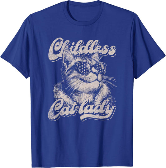 Childless Cat Lady Funny Cat Lover Graphic T-Shirt - T-Shirt | Royal
