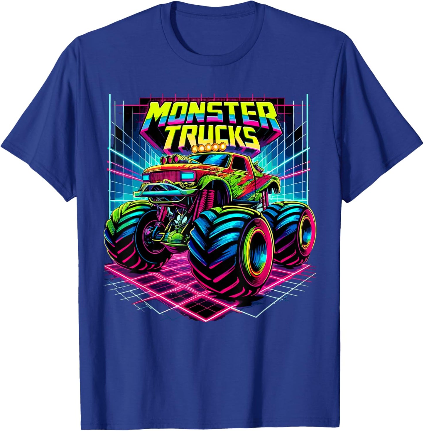Monster Truck Birthday Party Retro Monster Trucks T-Shirt - T-Shirt | Royal