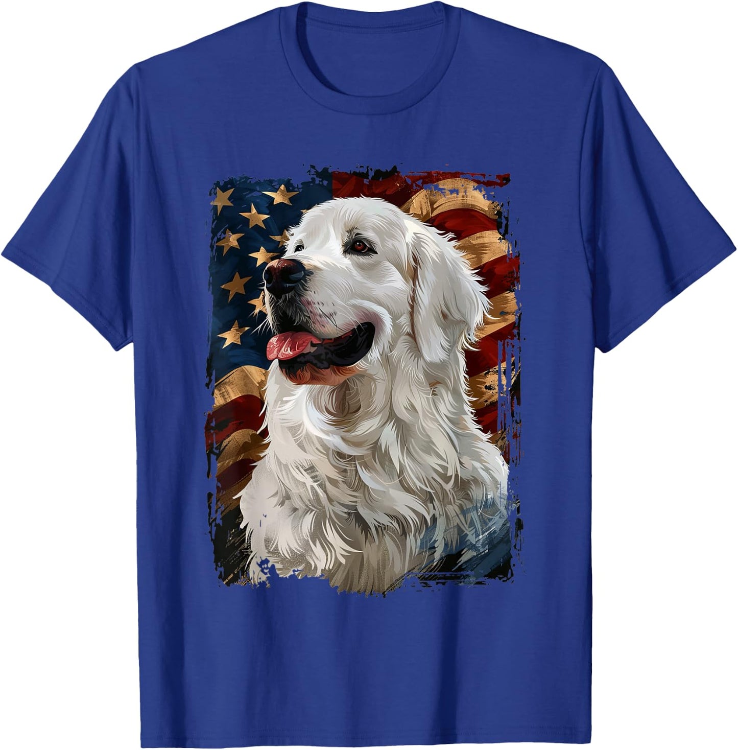 Great Pyrenees American Flag T-Shirt - T-Shirt | Royal
