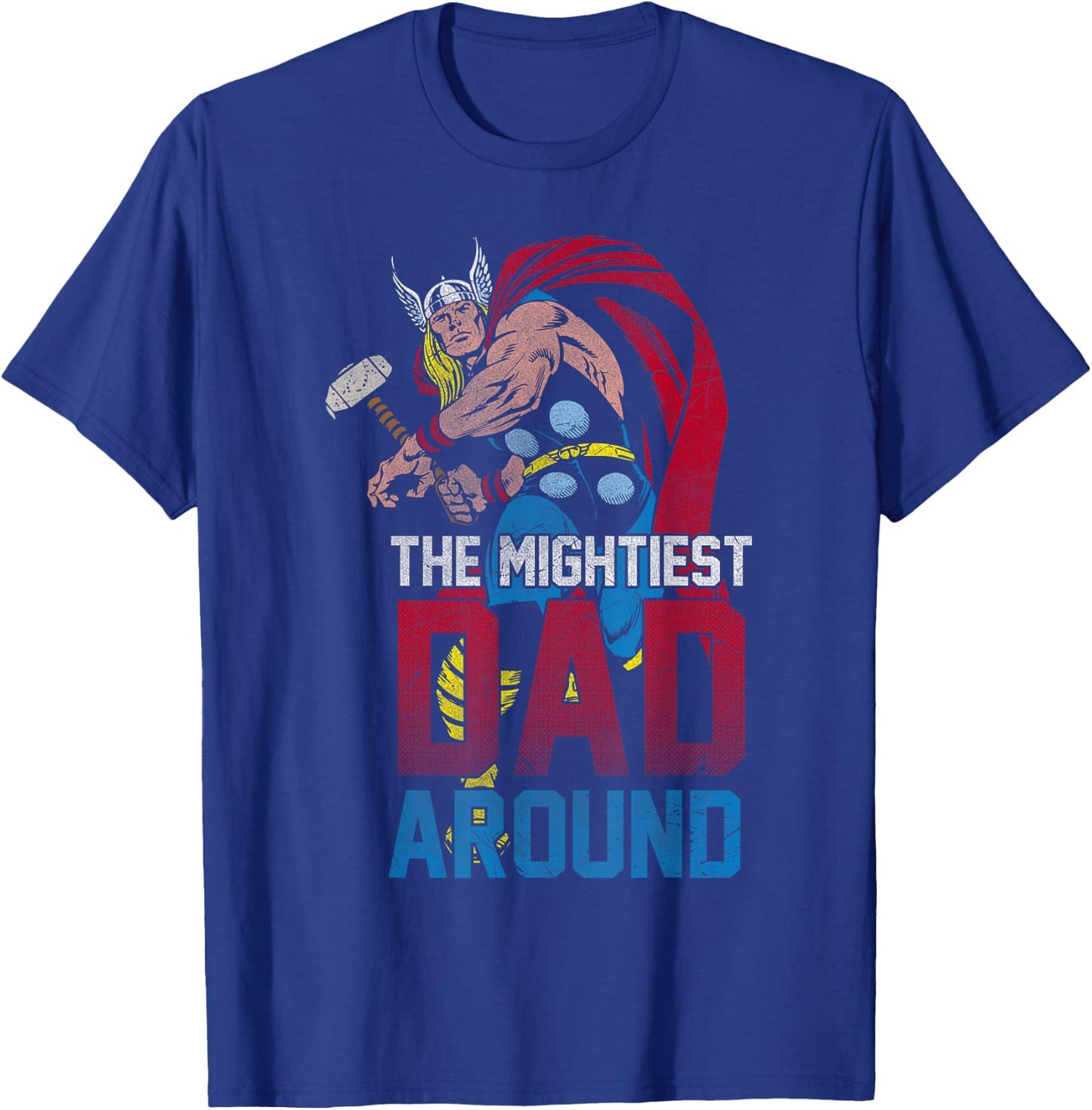 Marvel Father's Day Thor Mightiest Dad Around Vintage T-Shirt - T-Shirt | Royal