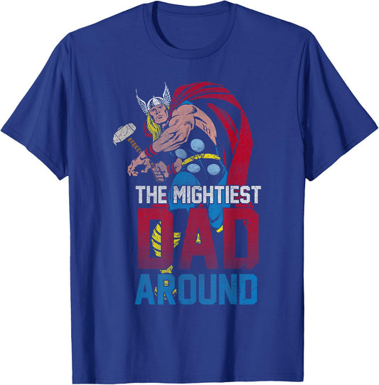 Marvel Father's Day Thor Mightiest Dad Around Vintage T-Shirt - T-Shirt | Royal